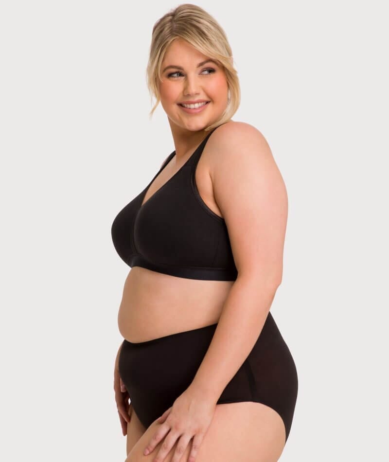 Ava & Audrey Faye Cotton Wire-free Support Bra 2 Pack - Black Bras