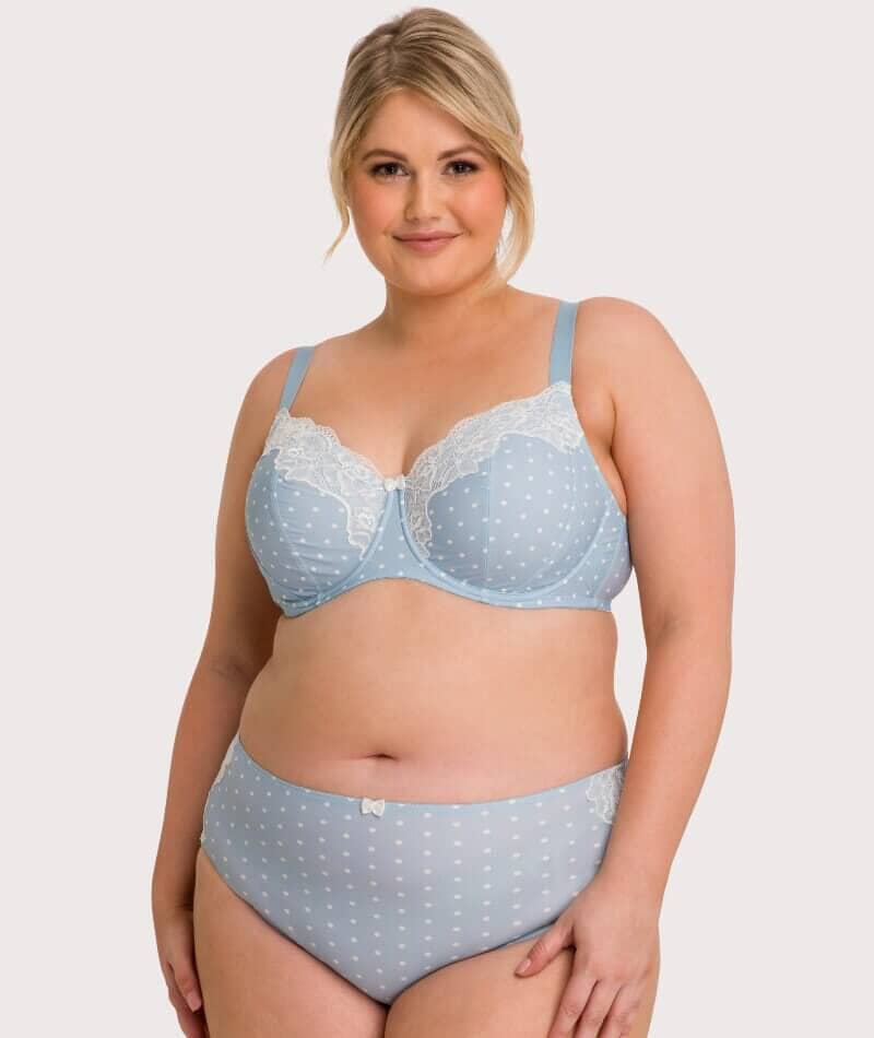 Ava & Audrey Jacqueline Full Brief with Lace - Blue/Ivory Knickers