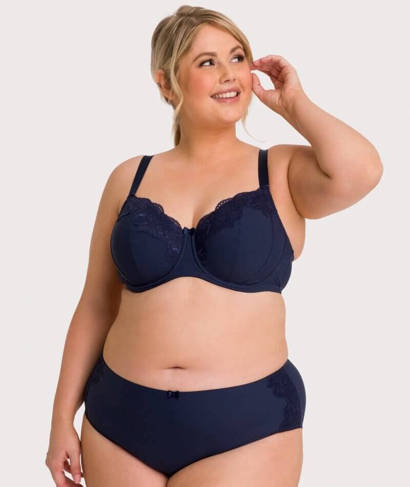 Ava & Audrey Jacqueline Full Brief with Lace - Sapphire Knickers