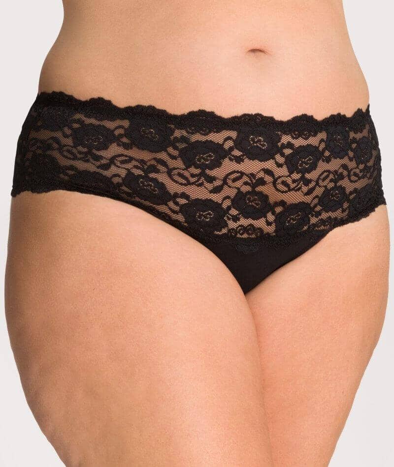Ava & Audrey Greta Lace and Cotton Brief 2 Pack - Black
