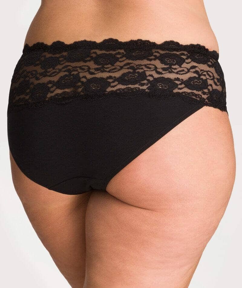 Ava & Audrey Greta Lace and Cotton Brief 2 Pack - Black